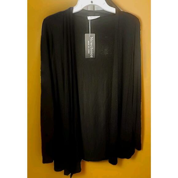 New Choice Open Front Lightweight Long Sleeve Cardigan Black Small Women A120 - Picture 1 of 4